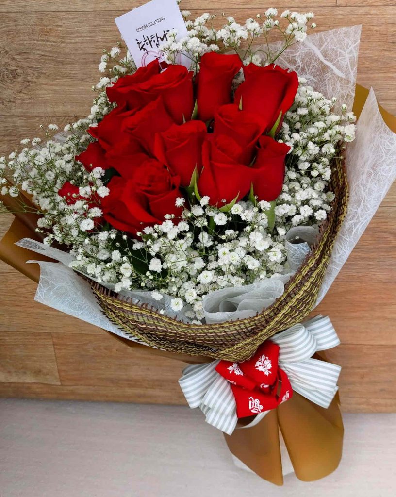 Flower delivery Korea ⋆ 한국 꽃 선물 ⋆ Bouquet 10 roses